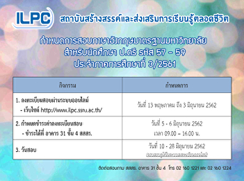 University English Standard Examination
Registration Schedule Regular semester
3/2018
