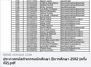 ประกาศรหัสกิจกรรมนักศึกษา ครั้งที่ 2