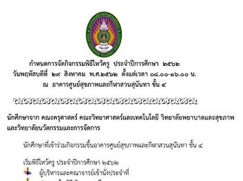Determining the Teacher Wai Ceremony
Academic Year 2019