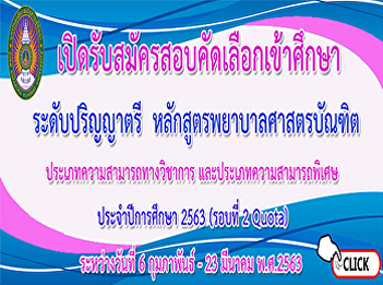 Accepting applications for entrance
examination Bachelor of Nursing Program
Academic Year 2020 (Round 2 Quota)