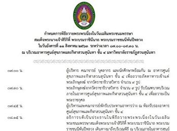ขอเชิญประชาคมสวนสุนันทาร่วมเทิดพระเกียรติเนื่องในโอกาสมหามงคลวันเฉลิมพระชนมพรรษา
สมเด็จพระนางเจ้าสิริกิติ์
พระบรมราชินีนาถ พระบรมราชชนนีพันปีหลวง