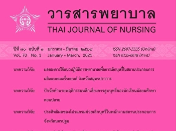 College of Nursing and Health Suan
Sunandha Rajabhat University By Thanawat
Ruamsuk and his faculty published an
academic article entitled “The role of
community nursing nurse and helping to
quit smoking in chronic disease
patients.”