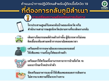คำแนะนำการปฏิบัติตนสำหรับผู้ติดเชื้อโควิด19
ที่ต้องการกลับภูมิลำเนาการเตรียมความพร้อมก่อนการเดินทาง