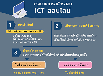นักศึกษาสามารถตรวจสอบรายชื่อผู้มีสิทธิ์สอบ
ICT
