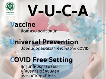 4 main measures Opening the country
V-U-C-A Vaccine, complete injection,
reduce serious illness Universal
Prevention, protect yourself at all
times, far away from COVID-19.