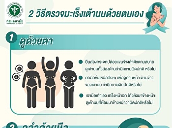 โรคมะเร็งเต้านม”
ปัญหาสุขภาพที่คุกคามสตรีทั่วโลกและสตรีไทยอันดับแรก
แต่โรคนี้สามารถป้องกันได้
ด้วยการตรวจเต้านมด้วยตนเอง