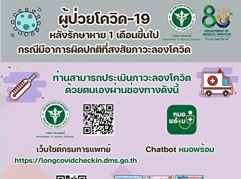Patients with COVID-19 after 1 month of
treatment or more, if there are abnormal
symptoms suspected of COVID-19 You can
self-assess your COVID-19 condition.
through the following channels