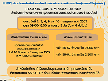 For students who wish to take the
Standard English Examination Suan
Sunandha Rajabhat University can walk-in
to take the exam