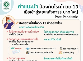 Recommendations for preventing the
spread of COVID-19 when entering the
post-pandemic period Post-Pandemic
Wondering what to do with COVID-19?