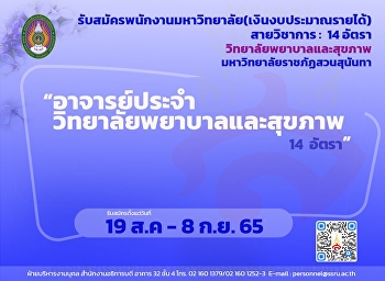 Recruiting lecturers at the College of
Nursing and Health, a total of 14
positions, from 19 Aug. - 8 Sep. 65,
under the College of Nursing and Health.