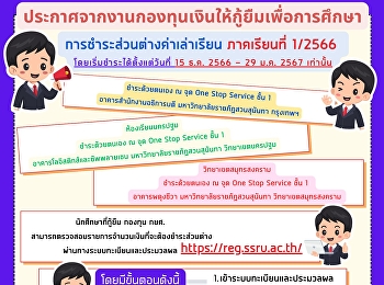 ประกาศจากงานกองทุนเงินให้กู้ยืมเพื่อการศึกษา