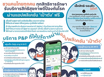 Invite all Thai people All treatment
rights receive good health and disease
prevention services through the 'Pao
Tang' application for free.