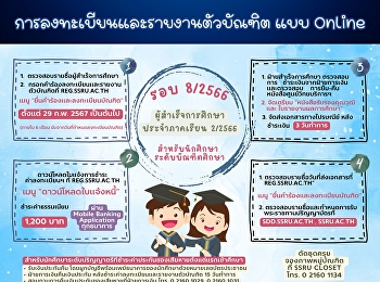 ประกาศ การลงทะเบียนและรายงานตัวบัณฑิต
เพื่อรับเอกสารสำคัญทางการศึกษา
ประจำปีการศึกษา 2566 รอบที่ 8/2566
สำหรับนักศึกษาระดับบัณฑิตศึกษา