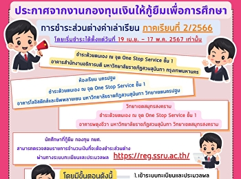 Announcements from the Student Loan Fund
event Students who borrow from the
Student Loan Fund are requested to check
the amount that will be required to pay
the tuition difference for the 2nd
semester of 2023.