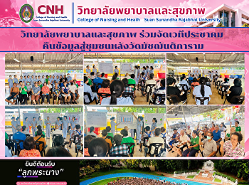 วิทยาลัยพยาบาลและสุขภาพ
ร่วมจัดเวทีประชาคม
คืนข้อมูลสู่ชุมชนหลังวัดมัชฌันติการาม